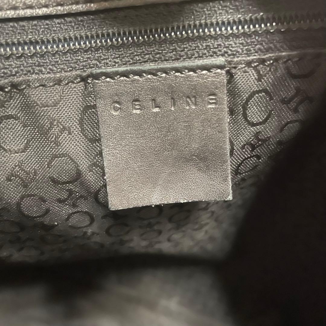 CELINE セリーヌ マカダム柄 トートバッグ ブラック レザー切替 A4可
