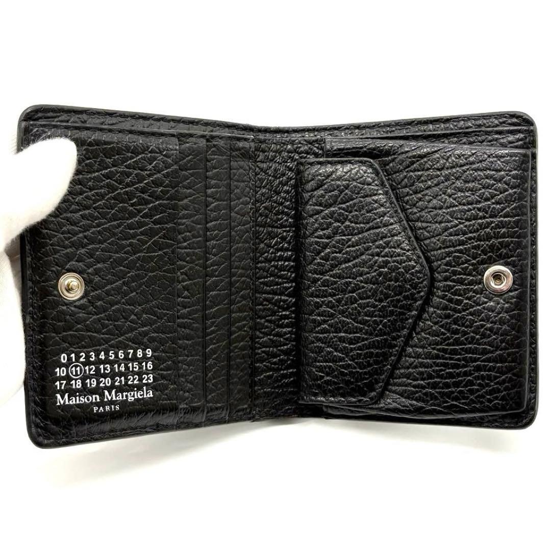 メゾンマルジェラ レザー 二つ折り財布 ブラック 四つ糸 メンズ 正規品 美品