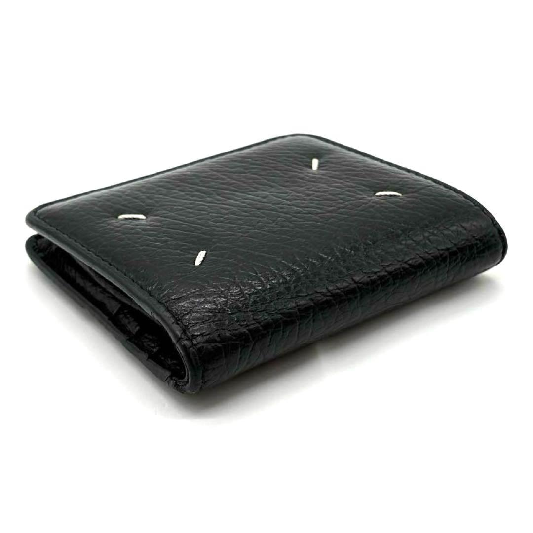 メゾンマルジェラ レザー 二つ折り財布 ブラック 四つ糸 メンズ 正規品 美品