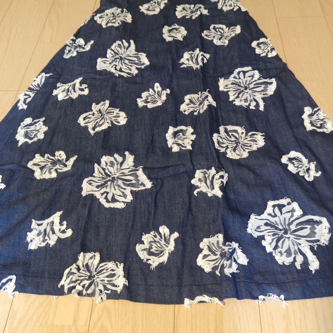 Ameri　FLOWER CUT JACQUARD DENIM DRESS