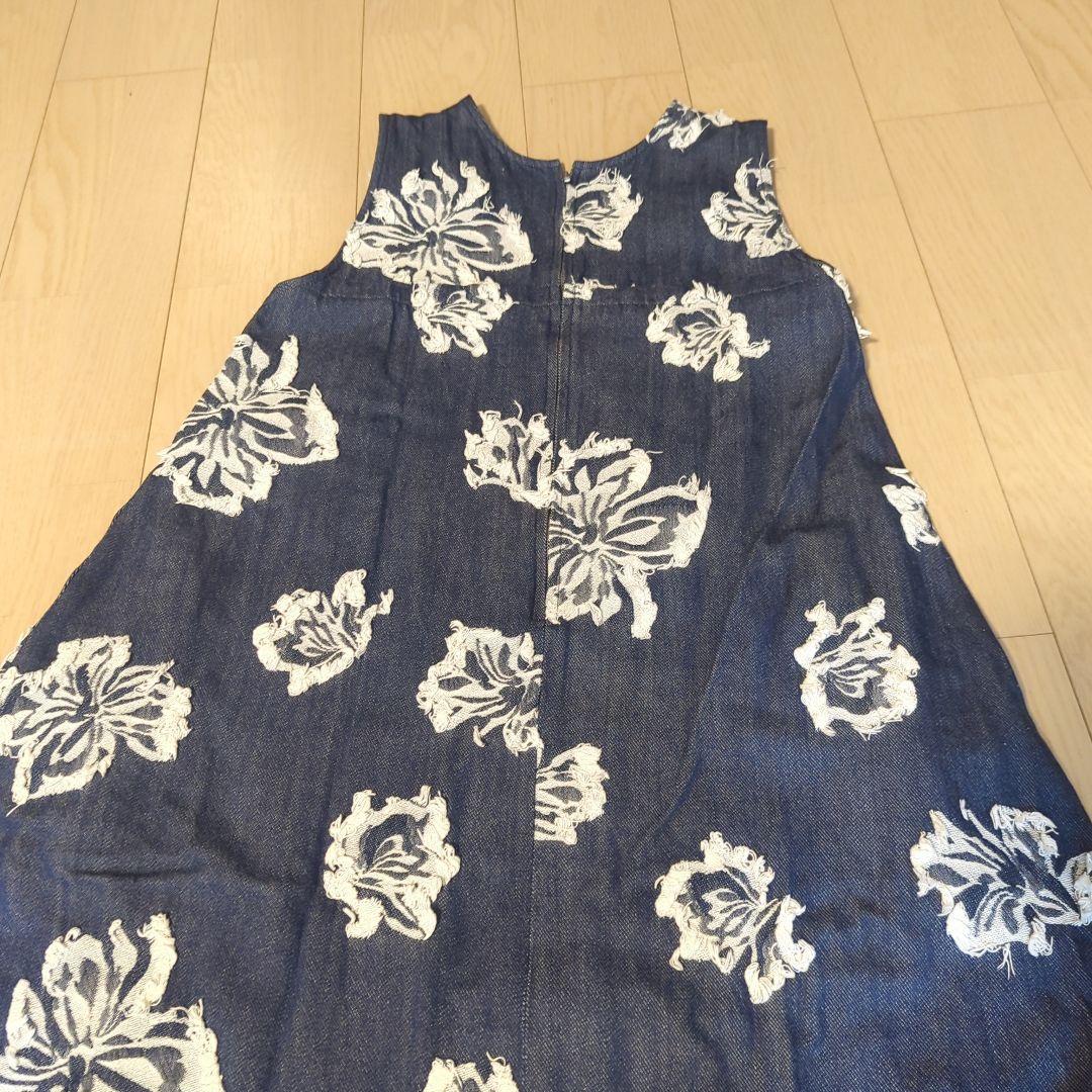 Ameri　FLOWER CUT JACQUARD DENIM DRESS