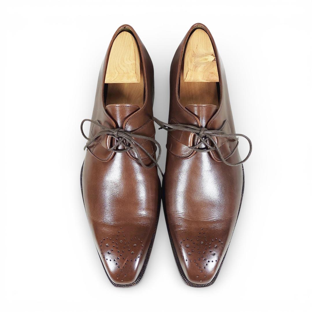 希少レーベル|ヤンコ|プレーントゥ|シューツリー付き|6|茶|i1763