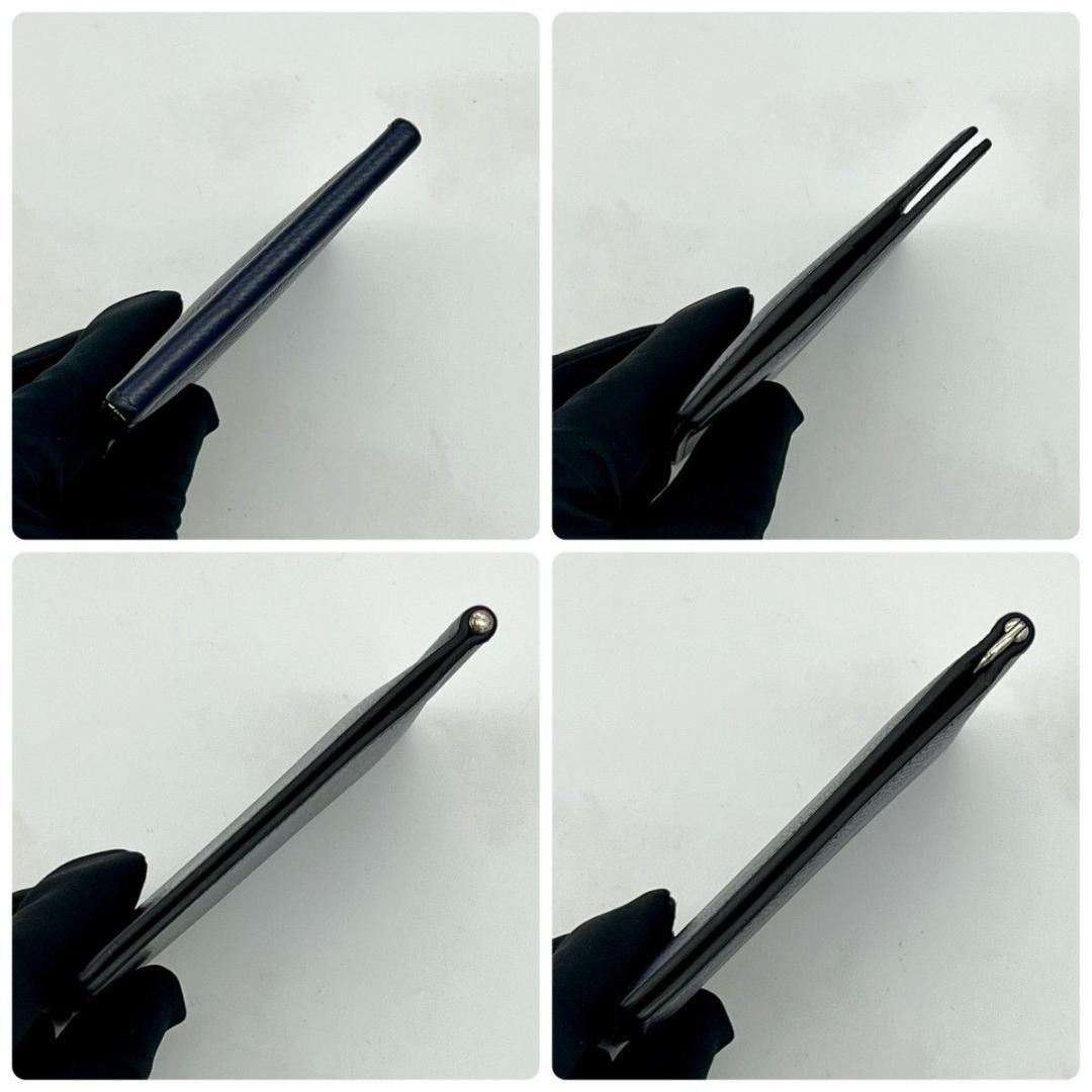 【X刻印】 エルメス ポーカーGM マネークリップ ネイビー ビジネス カード