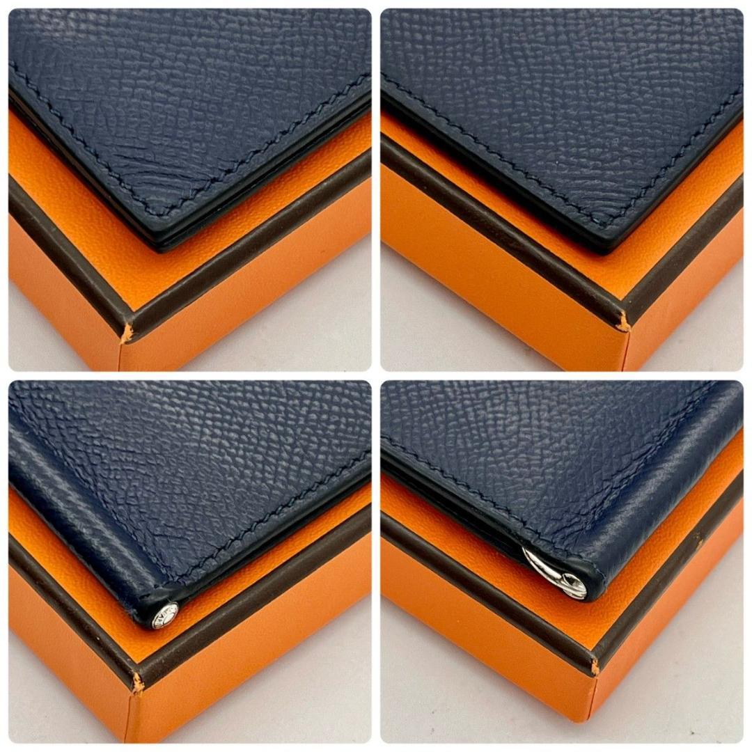 【X刻印】 エルメス ポーカーGM マネークリップ ネイビー ビジネス カード