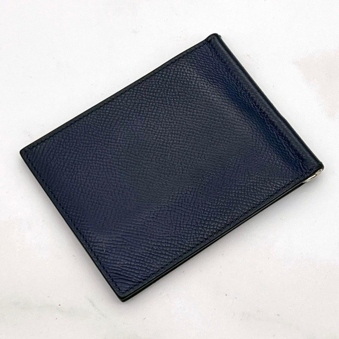 【X刻印】 エルメス ポーカーGM マネークリップ ネイビー ビジネス カード