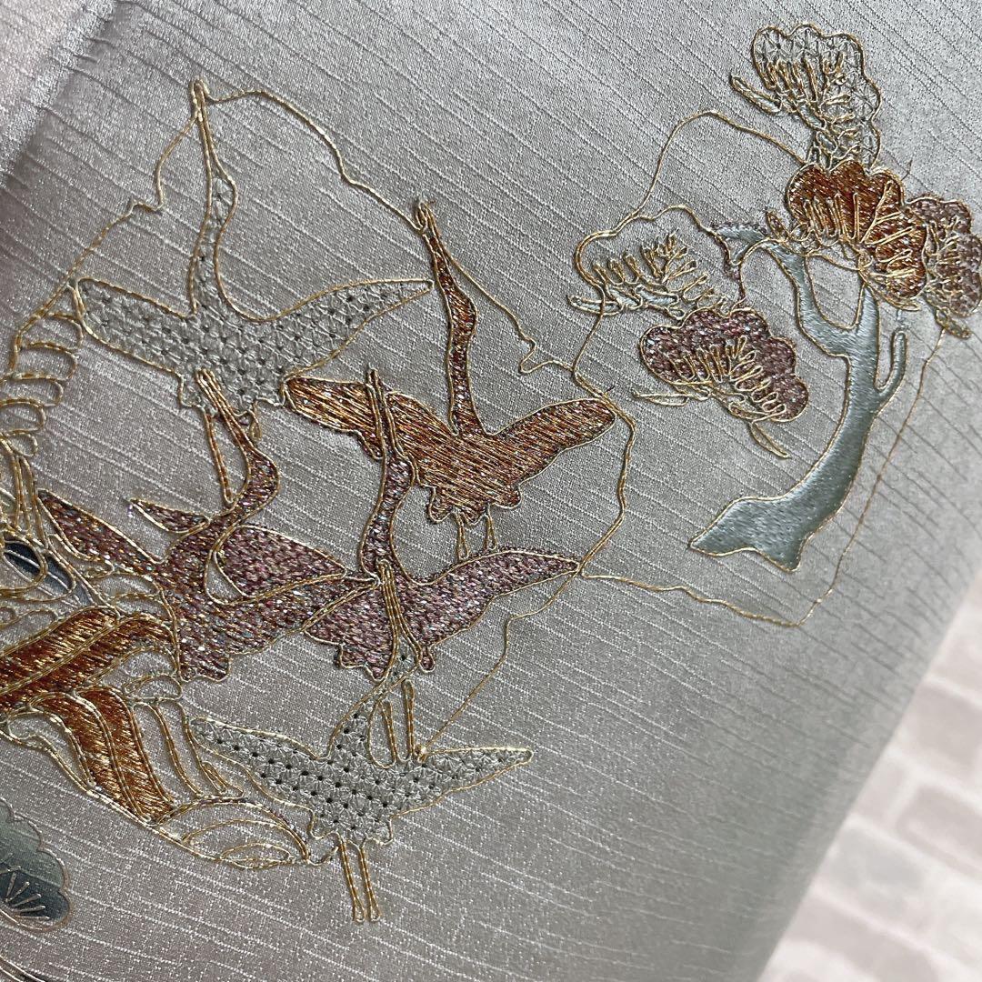 訪問着　フルセット　松　飛び立つ鶴　汕頭刺繍　綸子　金彩　入学式　P1