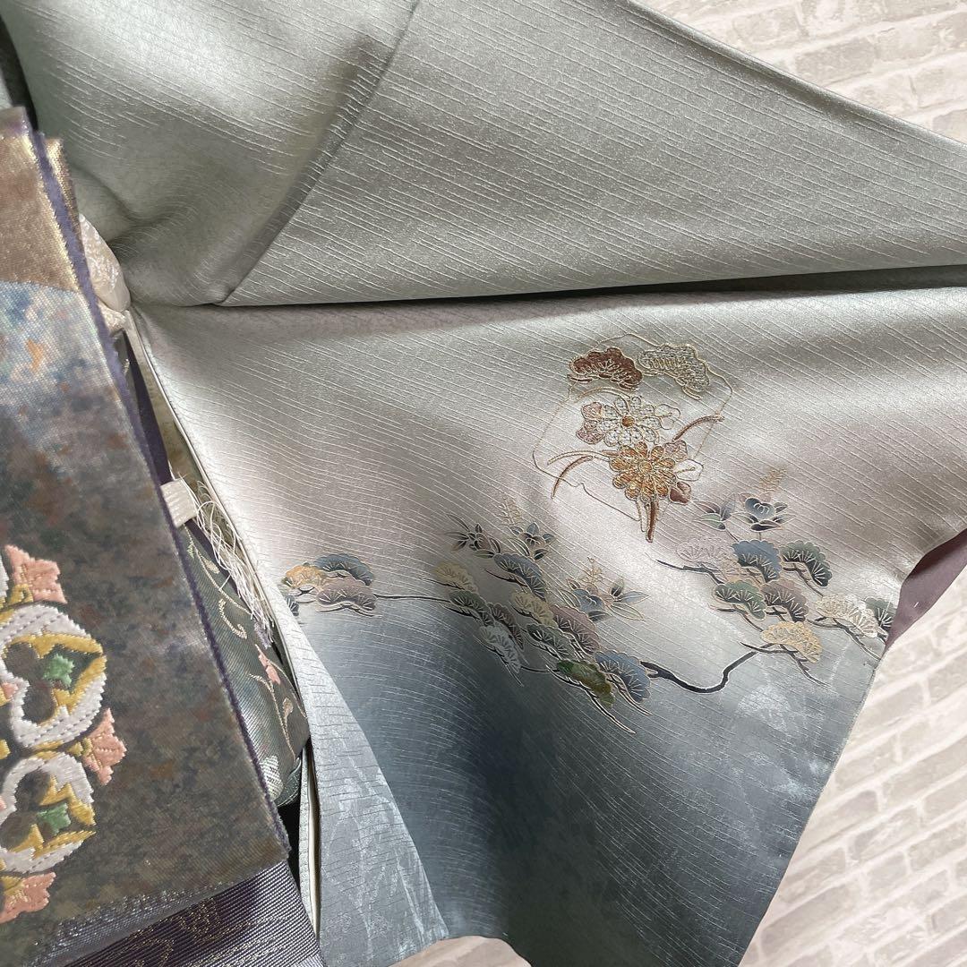 訪問着　フルセット　松　飛び立つ鶴　汕頭刺繍　綸子　金彩　入学式　P1