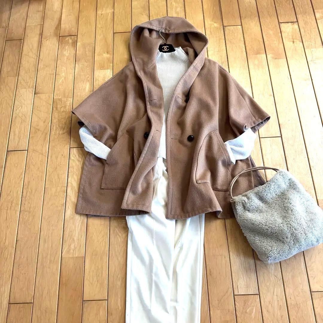 土日限定Sale10%OFF❗️イタリア製アルパカ混ウール　ポンチョケープコート