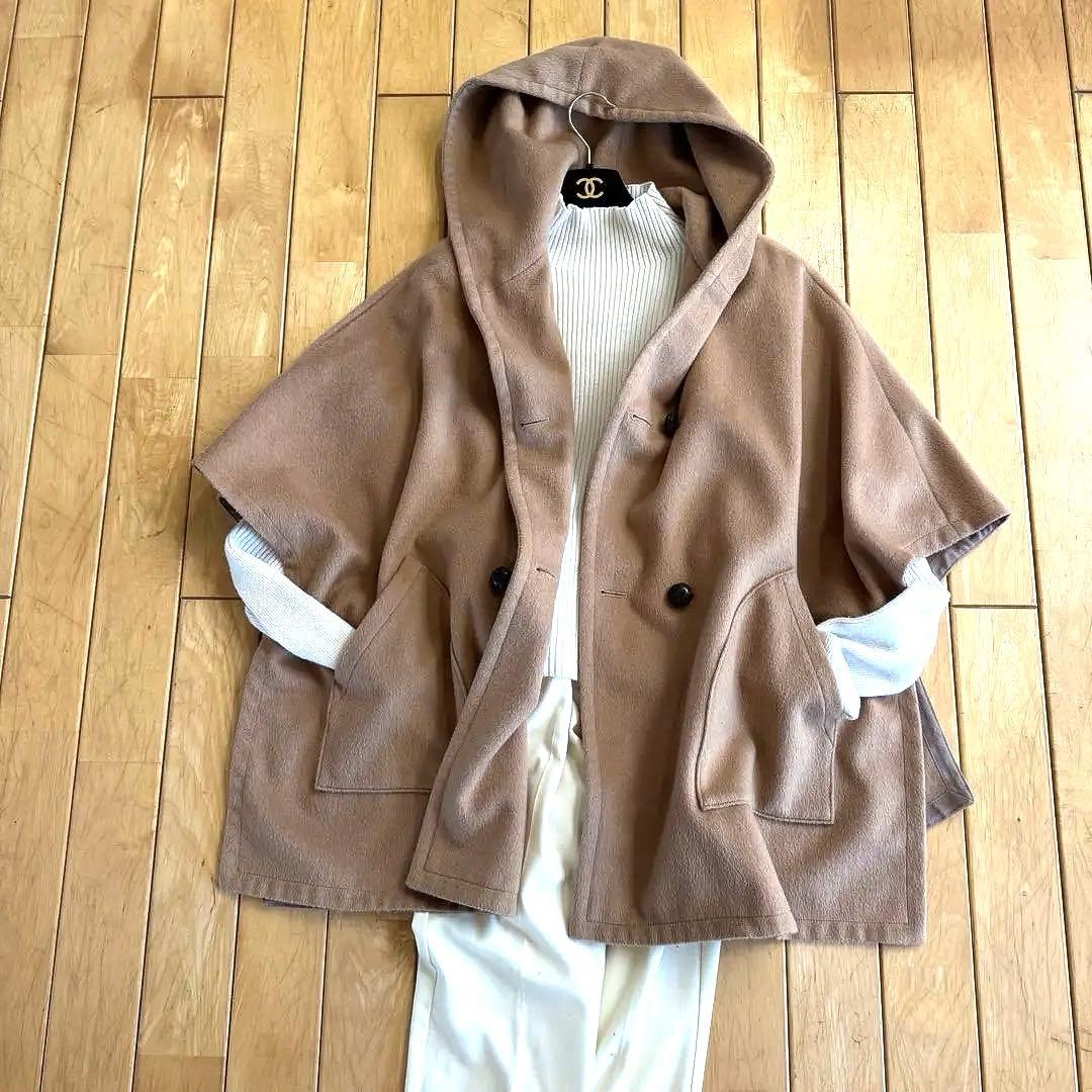 土日限定Sale10%OFF❗️イタリア製アルパカ混ウール　ポンチョケープコート