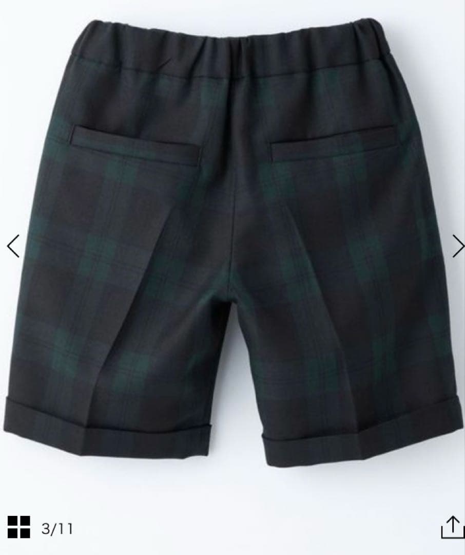 ダークグリーンチェックブレザーと半ズボン、ストライプシャツ、ネクタイセット