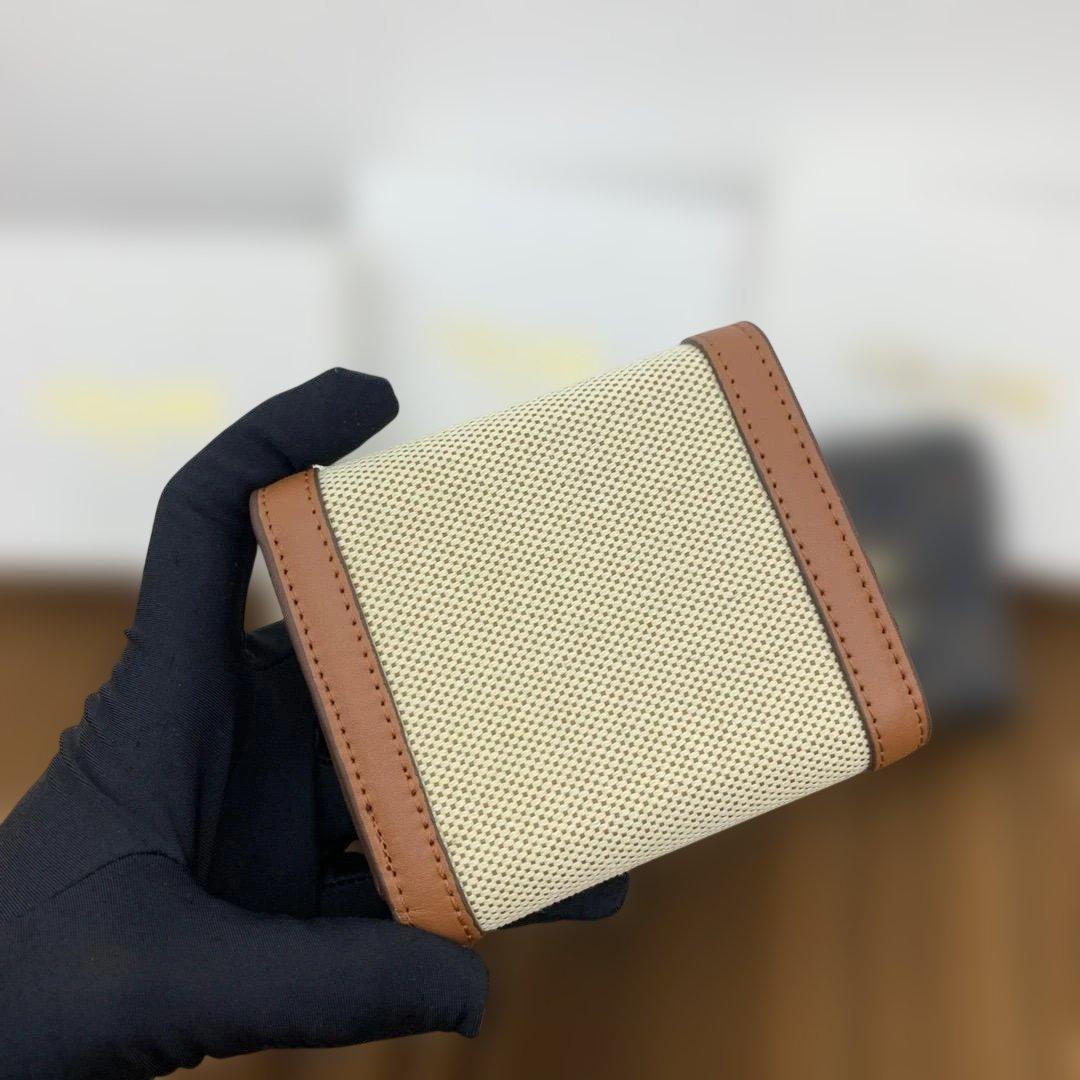 セリーヌ 三つ折り財布 ベージュ/ブラウン