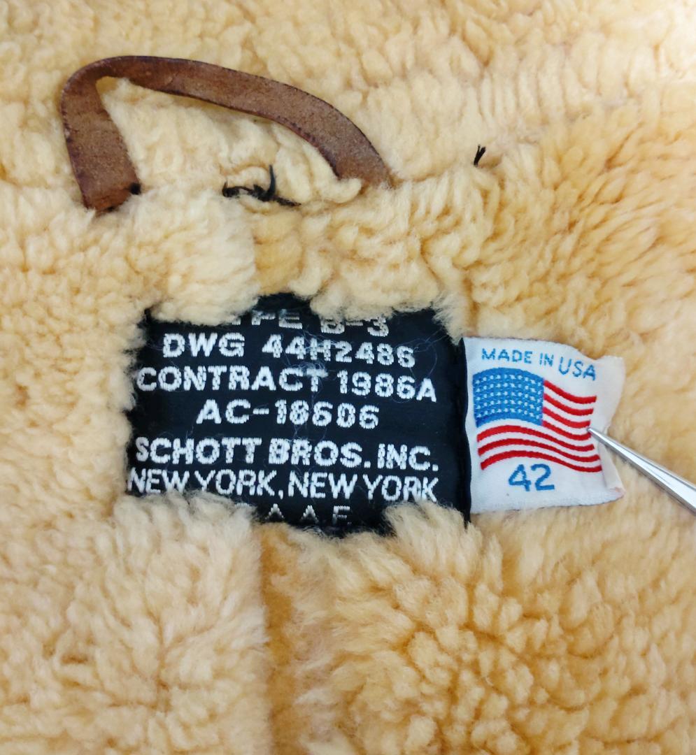 SCHOTT B-3 サイズ42 ムートン フライトジャケット ビッグサイズXL