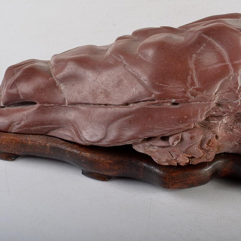 カッパ　天然石　佐渡赤玉石赤石　重さ約15.2㎏唐木台付　N　R5911C