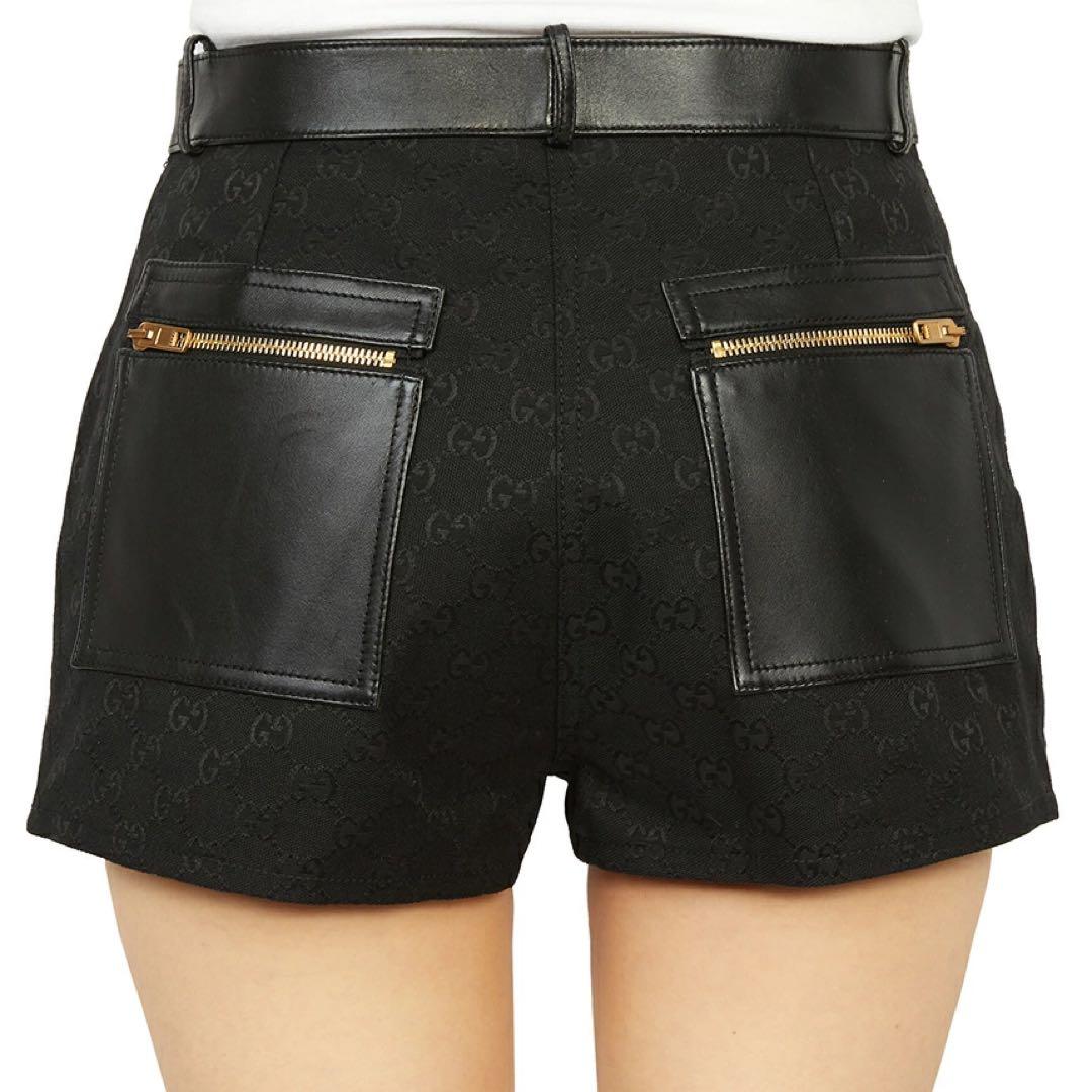 GUCCI (グッチ) GGキャンバスレザー切替ショートパンツ