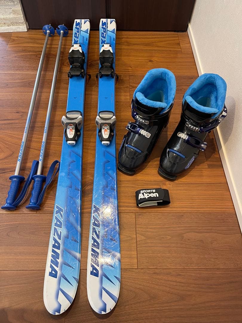 KAZAMA 子供用　スキー板120㎝ ブーツ ストック セット ブルー　キッズ