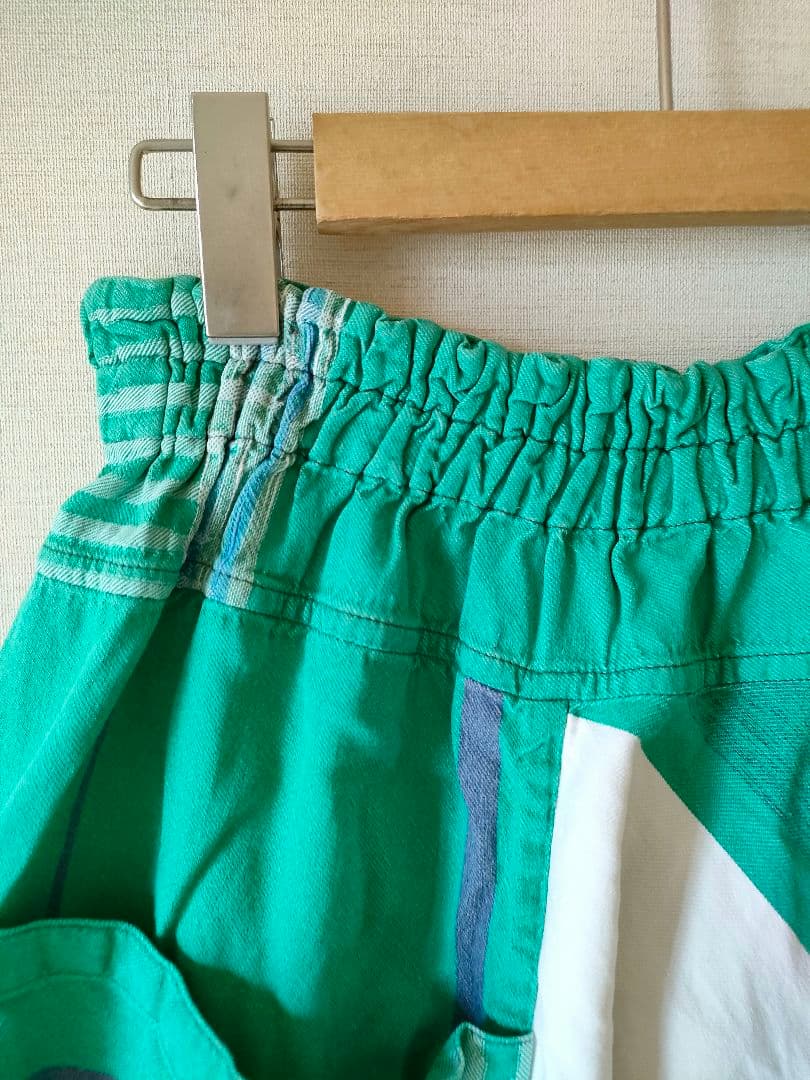 【古着】タマキニイメ タルンパンツ コットンチェック柄サルエルパンツ グリーン