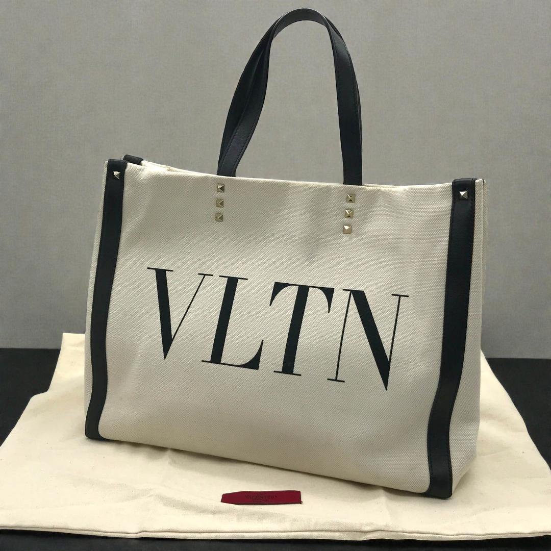 【美品】VALENTINO ヴァレンティノ ロゴ キャンバス トートバック