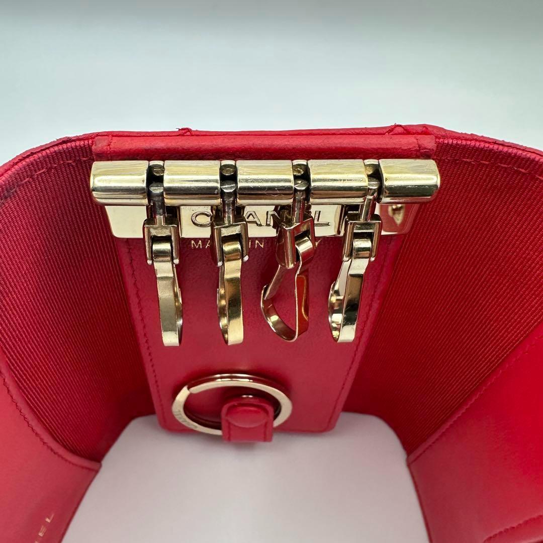 CHANEL シャネル マトラッセ キーケース レッド　ゴールド金具