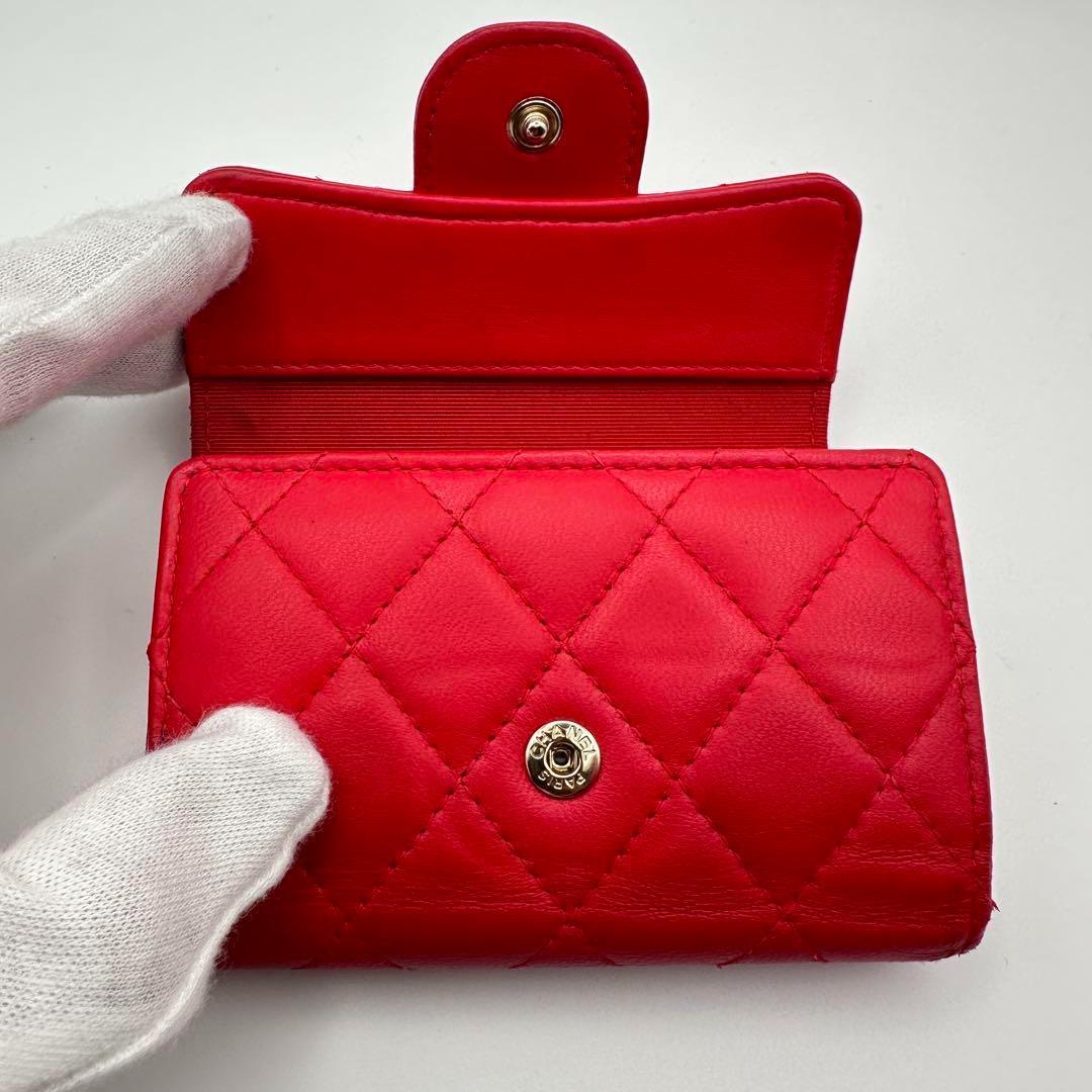 CHANEL シャネル マトラッセ キーケース レッド　ゴールド金具