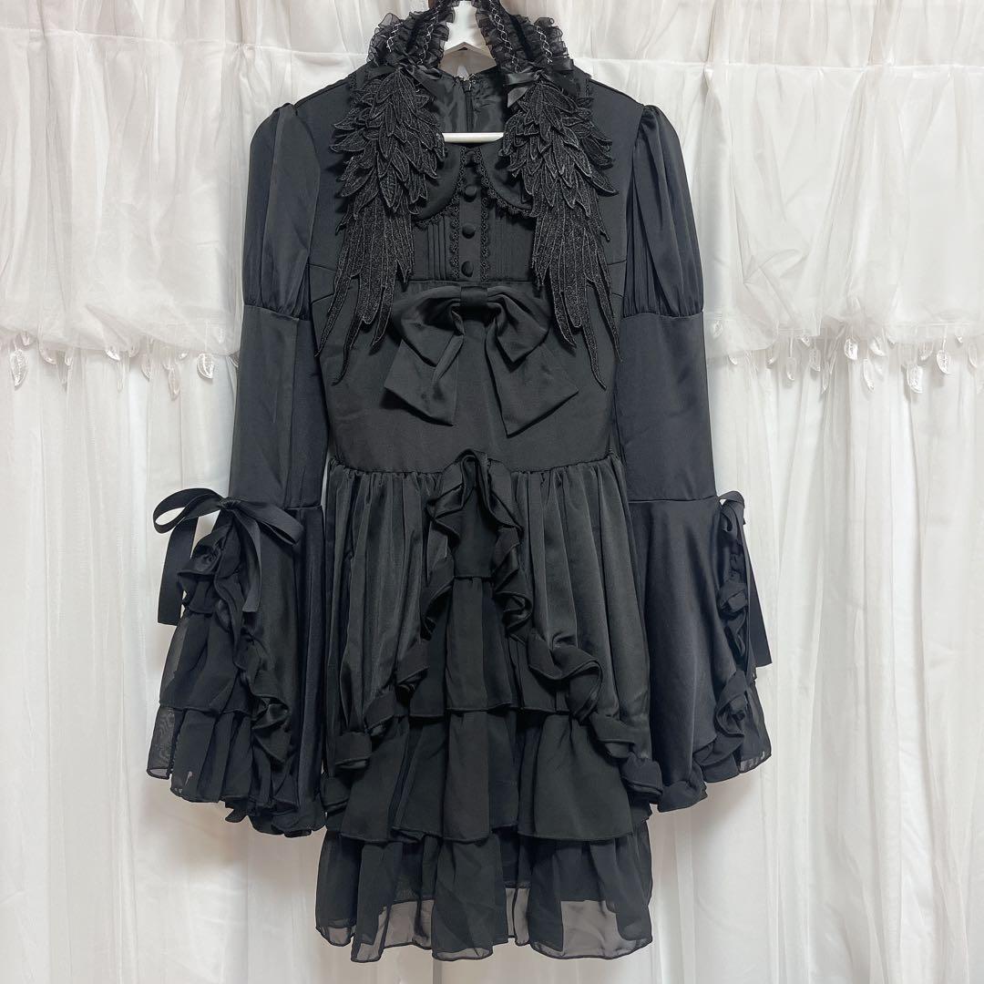 アトリエピエロ Frilly Ribbon Belle Dress ブラック