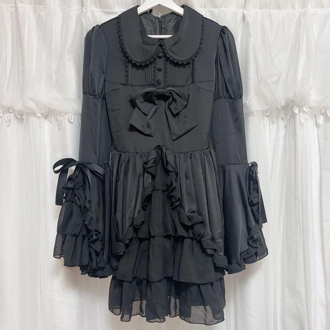 アトリエピエロ Frilly Ribbon Belle Dress ブラック