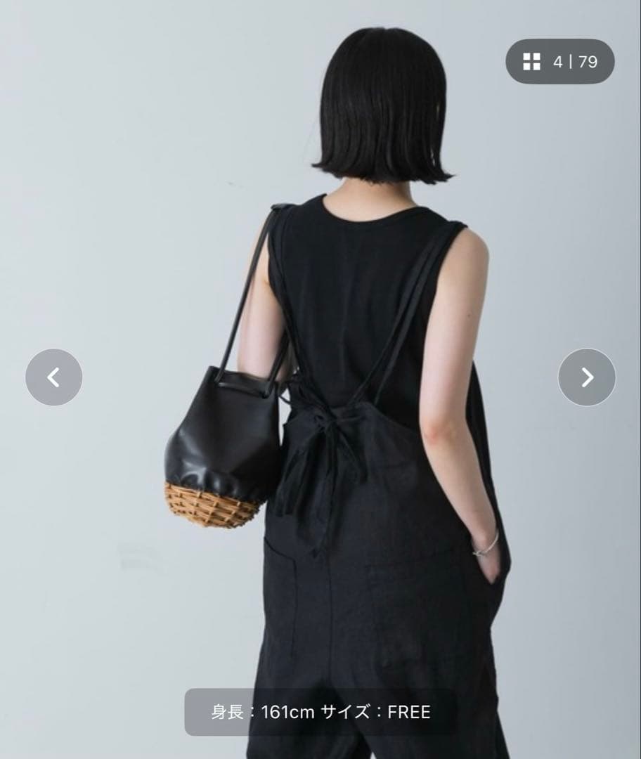 かぐれ リネンサロペット　ブラック