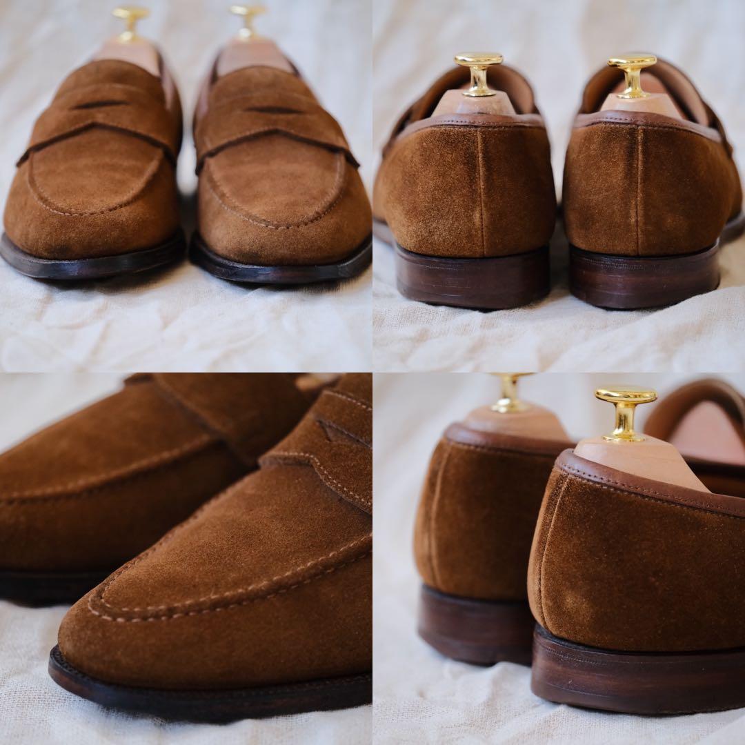 Crockett & Jonesスエードローファー SYDNEY茶5E