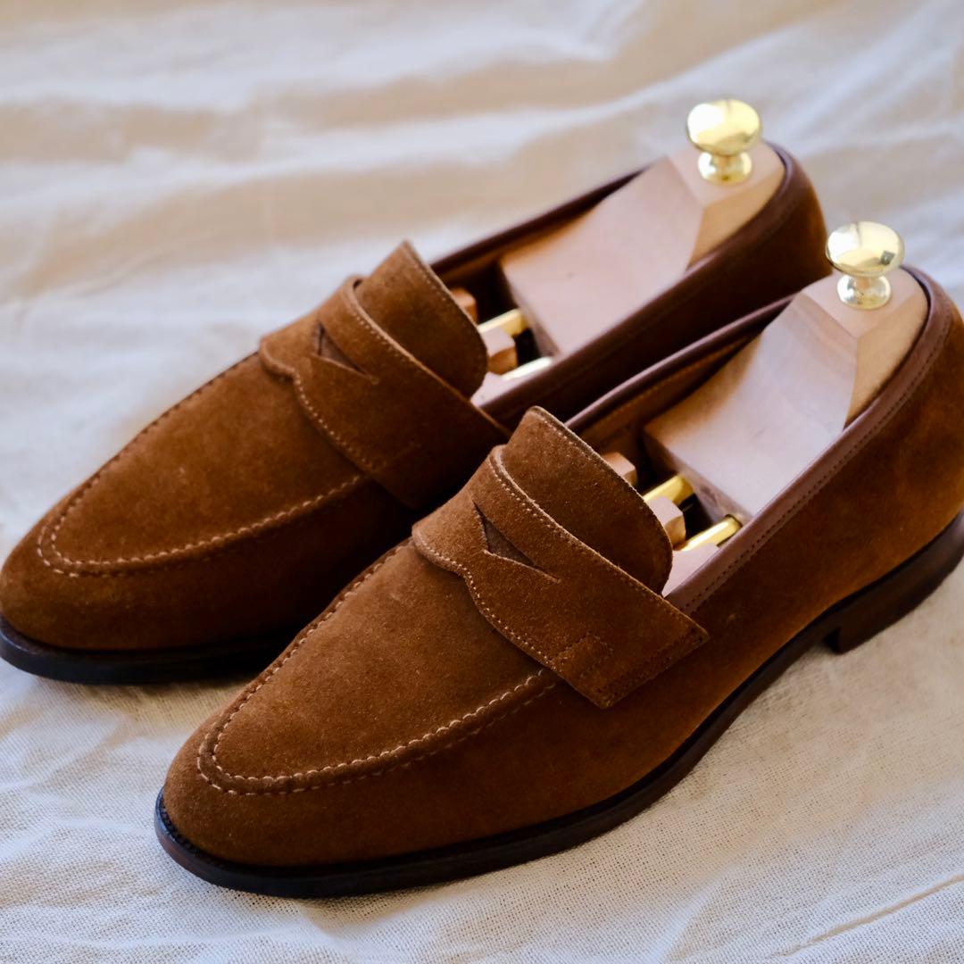 Crockett & Jonesスエードローファー SYDNEY茶5E