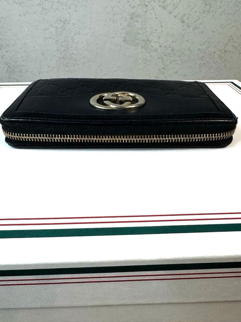 GUCCI グッチ インターロッキング ラウンドファスナー 長財布 グッチシマ