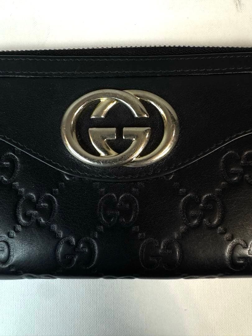 GUCCI グッチ インターロッキング ラウンドファスナー 長財布 グッチシマ