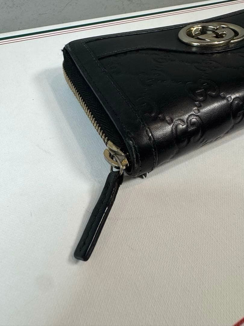 GUCCI グッチ インターロッキング ラウンドファスナー 長財布 グッチシマ