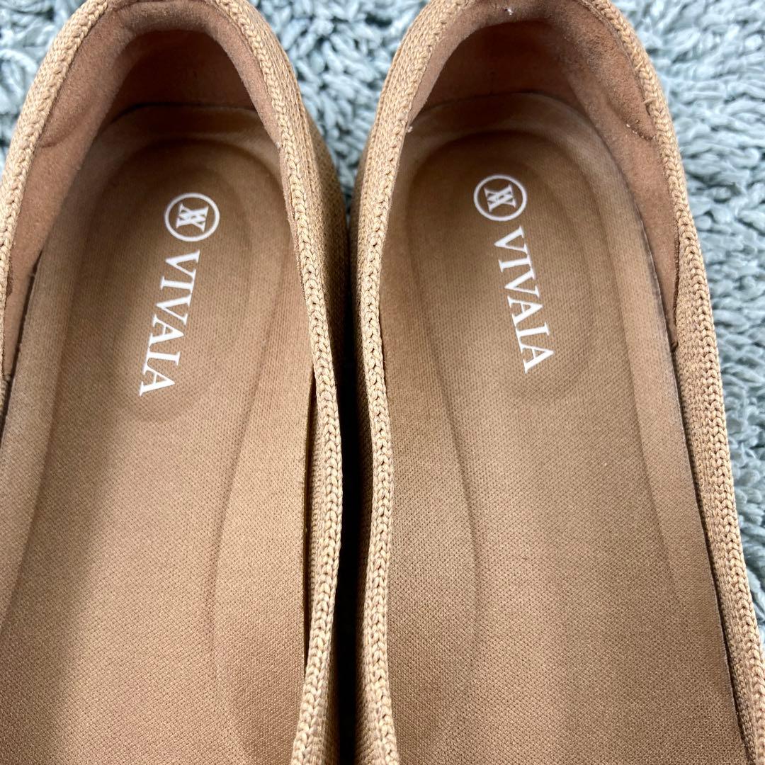 極美品 VIVAIA フラットシューズ スクエアトゥ ニットパンプス23.5