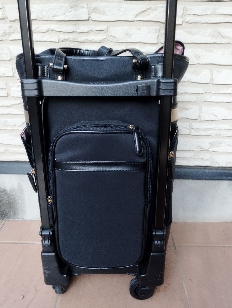 お揃いのポシェットつき！スワニー黒いナイロン製キャリーケース