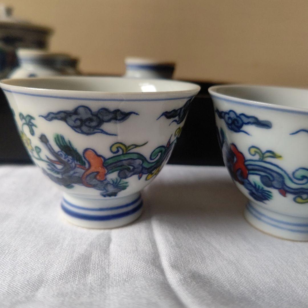 値下げ！大明成化年製　煎茶道具　お点前セット　お盆付　茶筒