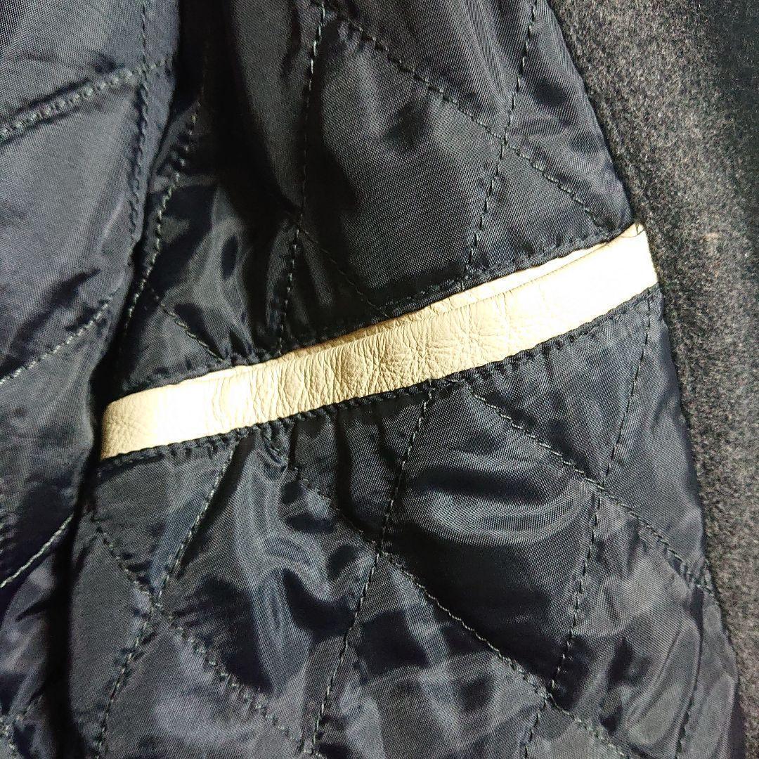 スミスアメリカン★パイルロゴ アームレザー スタジャン 灰 ベージュ L相当