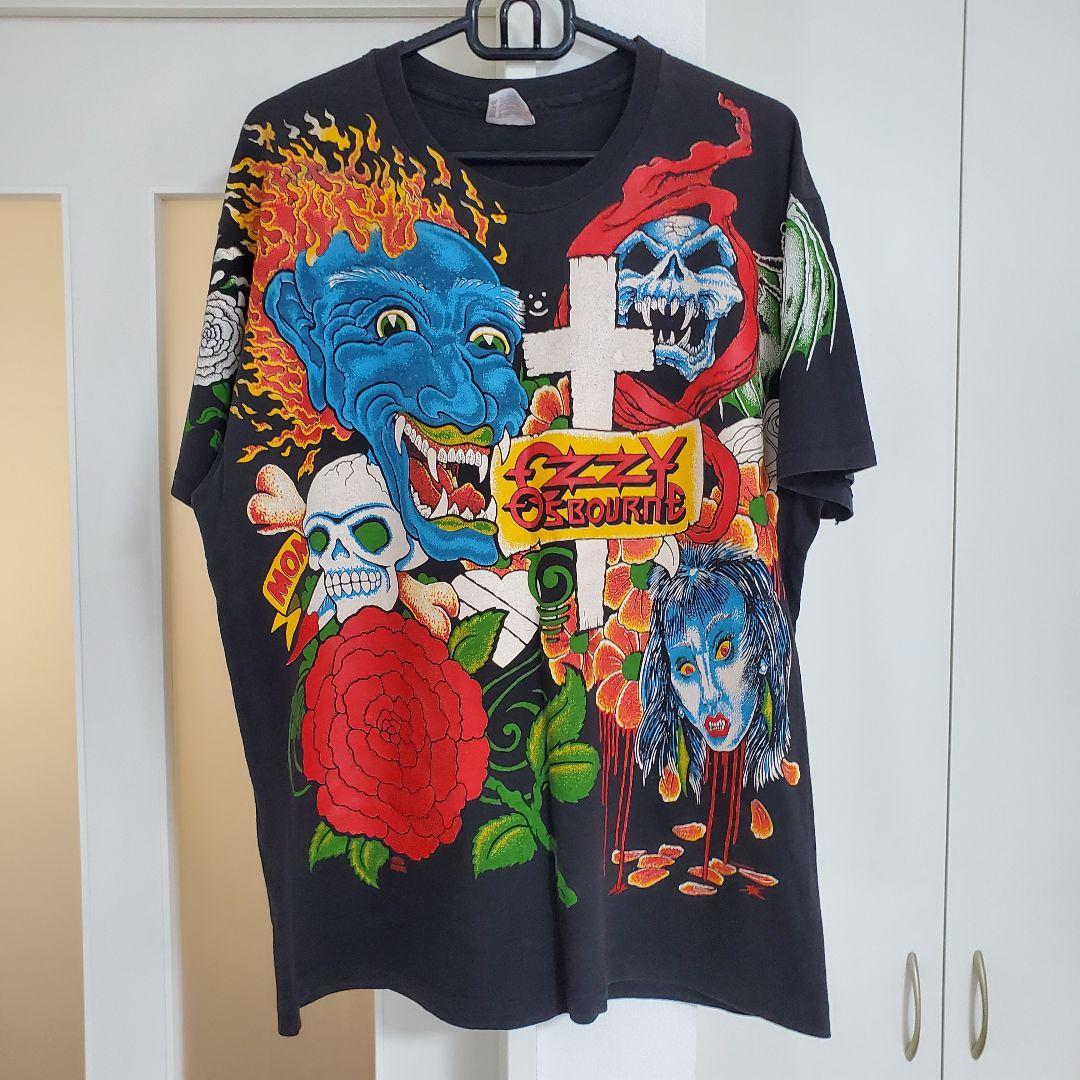 90s OZZY OSBOURNE 総柄 Tシャツ TRAVIS 深瀬 着