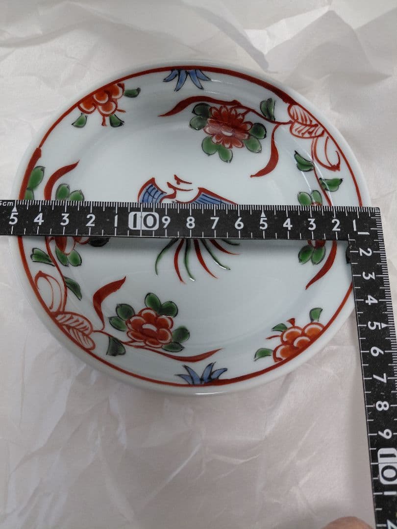 源右衛門窯　赤呉須花鳥　銘々皿5枚　未使用品