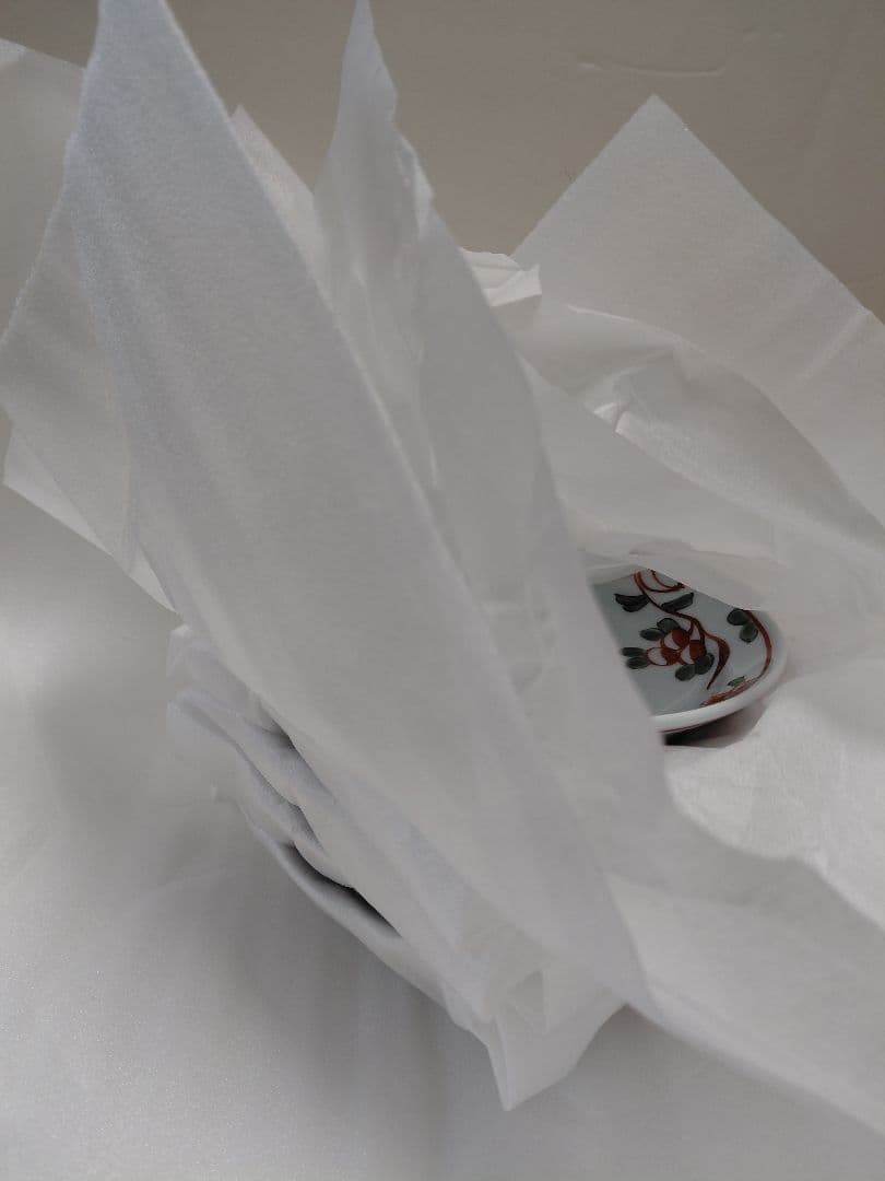 源右衛門窯　赤呉須花鳥　銘々皿5枚　未使用品