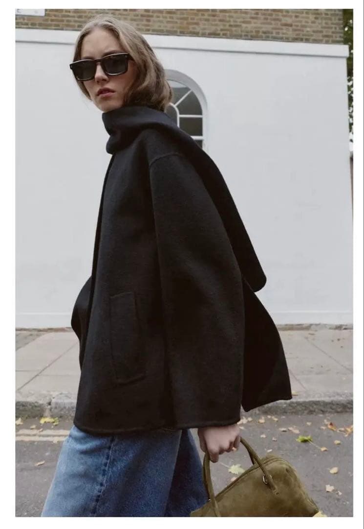 ZARA ウールショートスカーフコート　XS