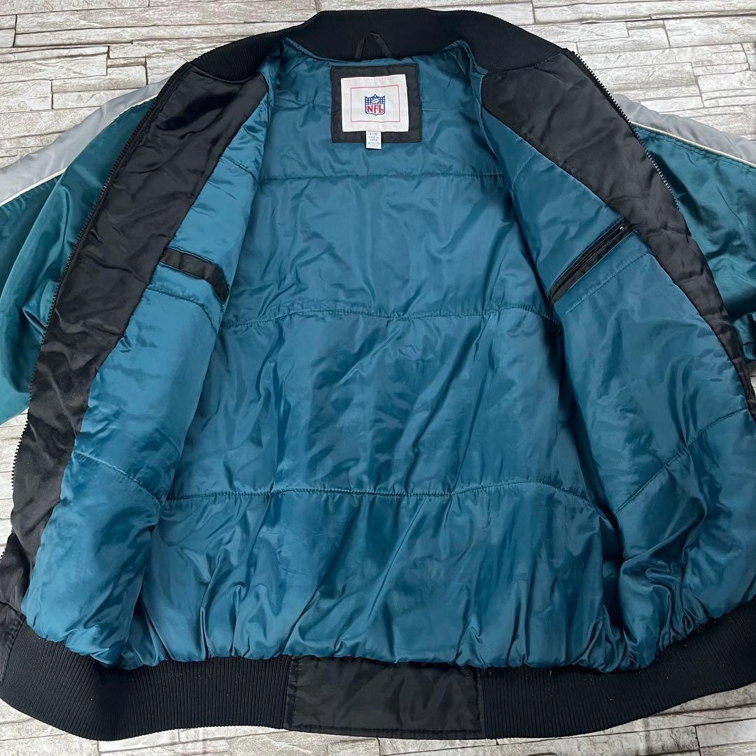 90s NFL イーグルス 中綿 スタジャン 刺繍デザイン ブラックグリーン