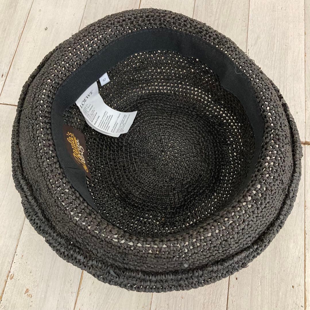 LOEWE ロエベ ラフィア カーフ バケットハット 黒色 57サイズ