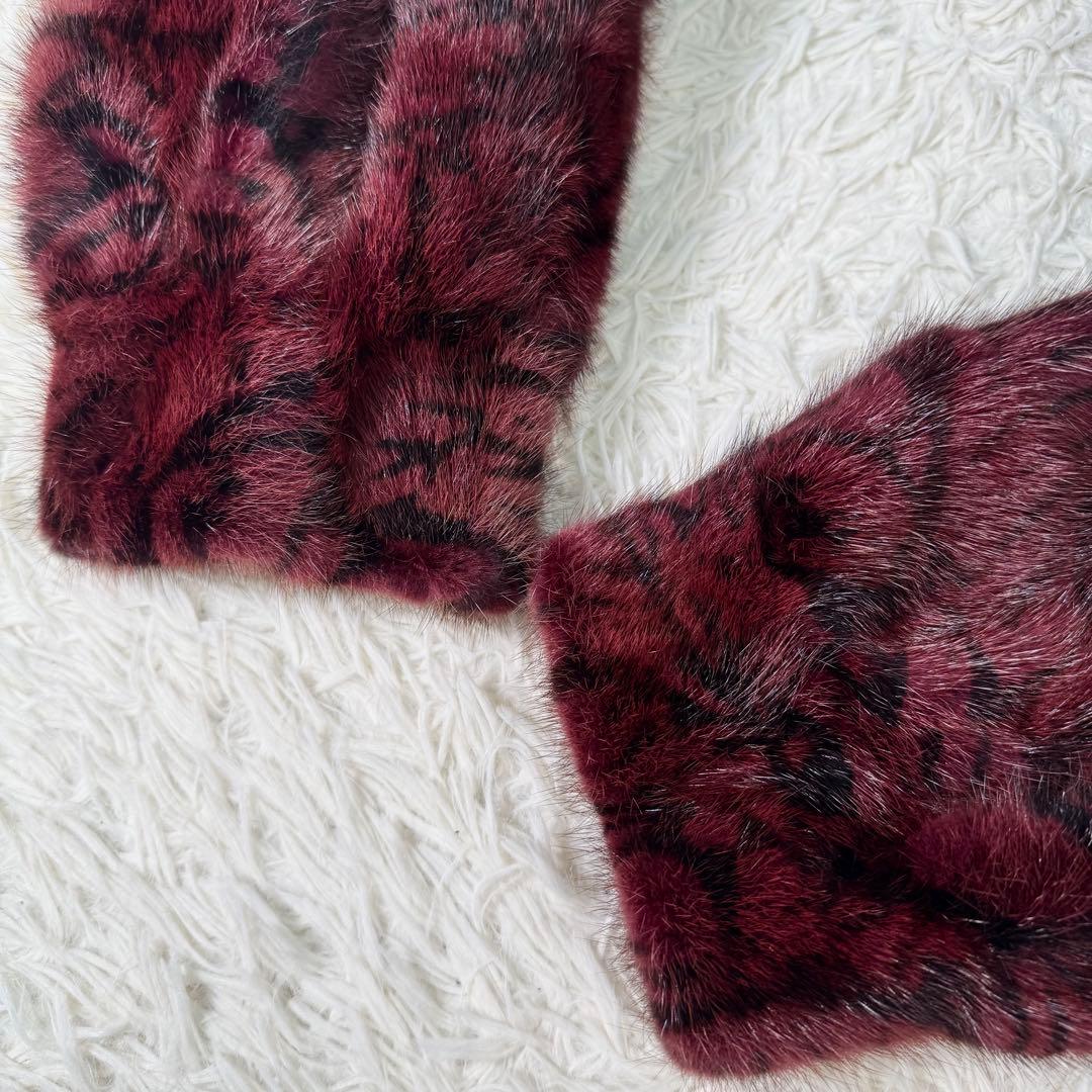 シェアードミンク　ファーコート　リーフ柄　リンクス染め　ヴァーカンティ　本毛皮