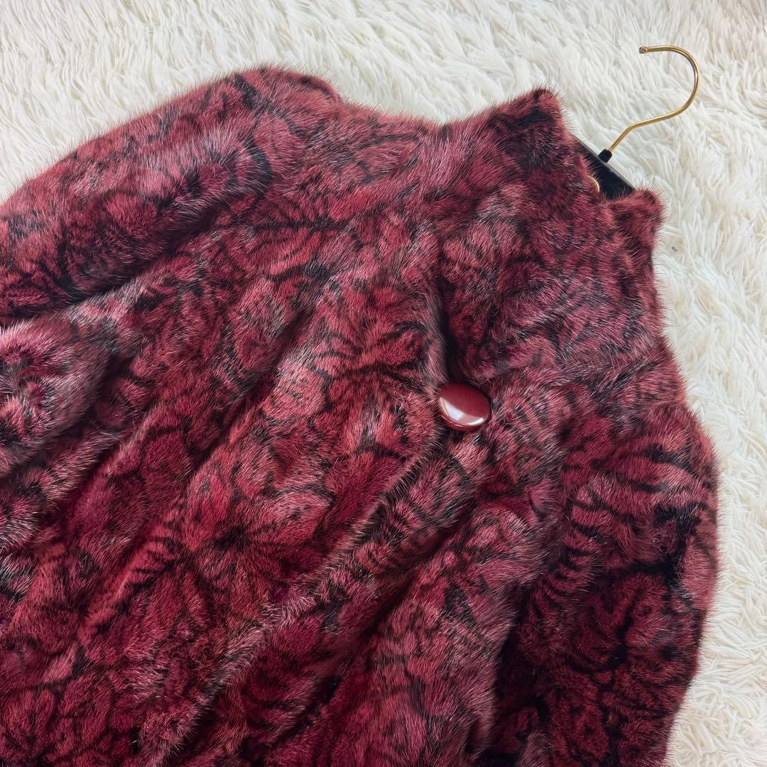 シェアードミンク　ファーコート　リーフ柄　リンクス染め　ヴァーカンティ　本毛皮