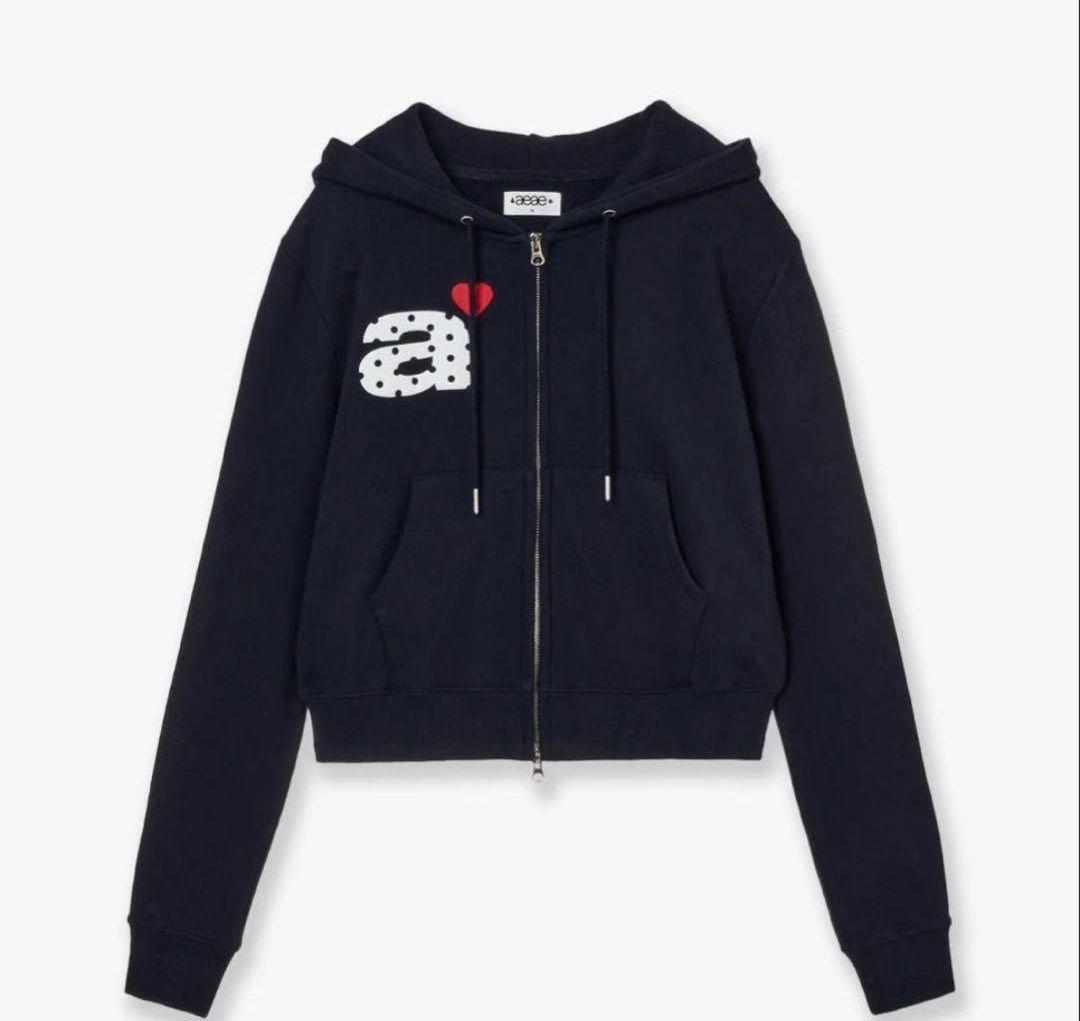 【新品未使用】aeea ドット柄 クロップドパーカー ネイビー