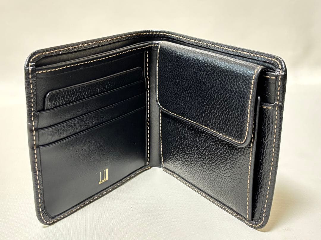 未使用 dunhill ダンヒル 二つ折り財布 カーフスキン　 ブラック 箱付き