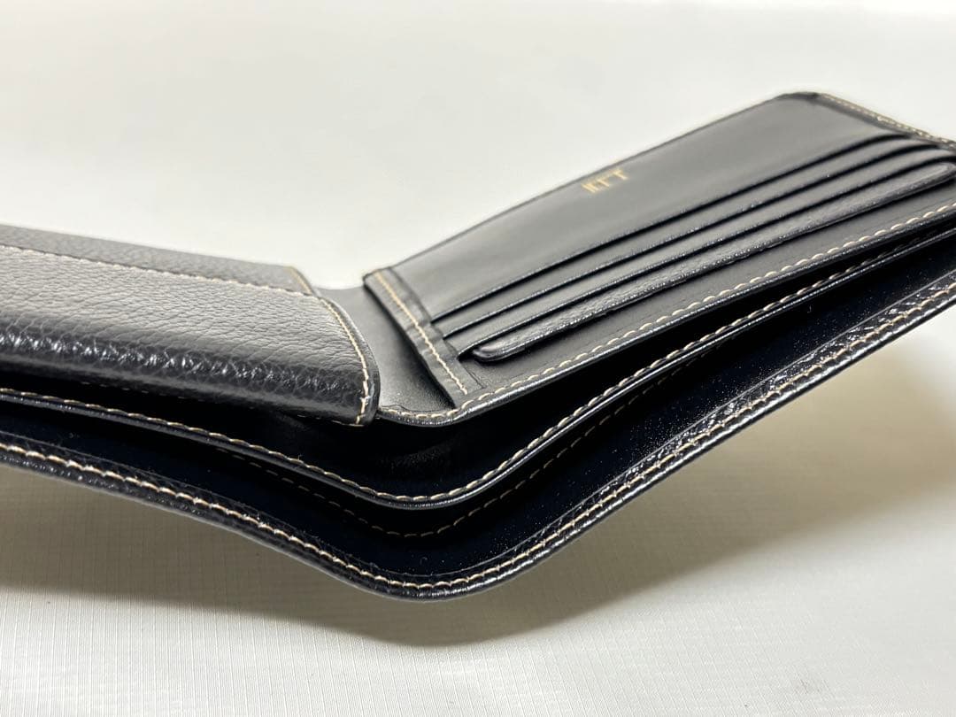 未使用 dunhill ダンヒル 二つ折り財布 カーフスキン　 ブラック 箱付き