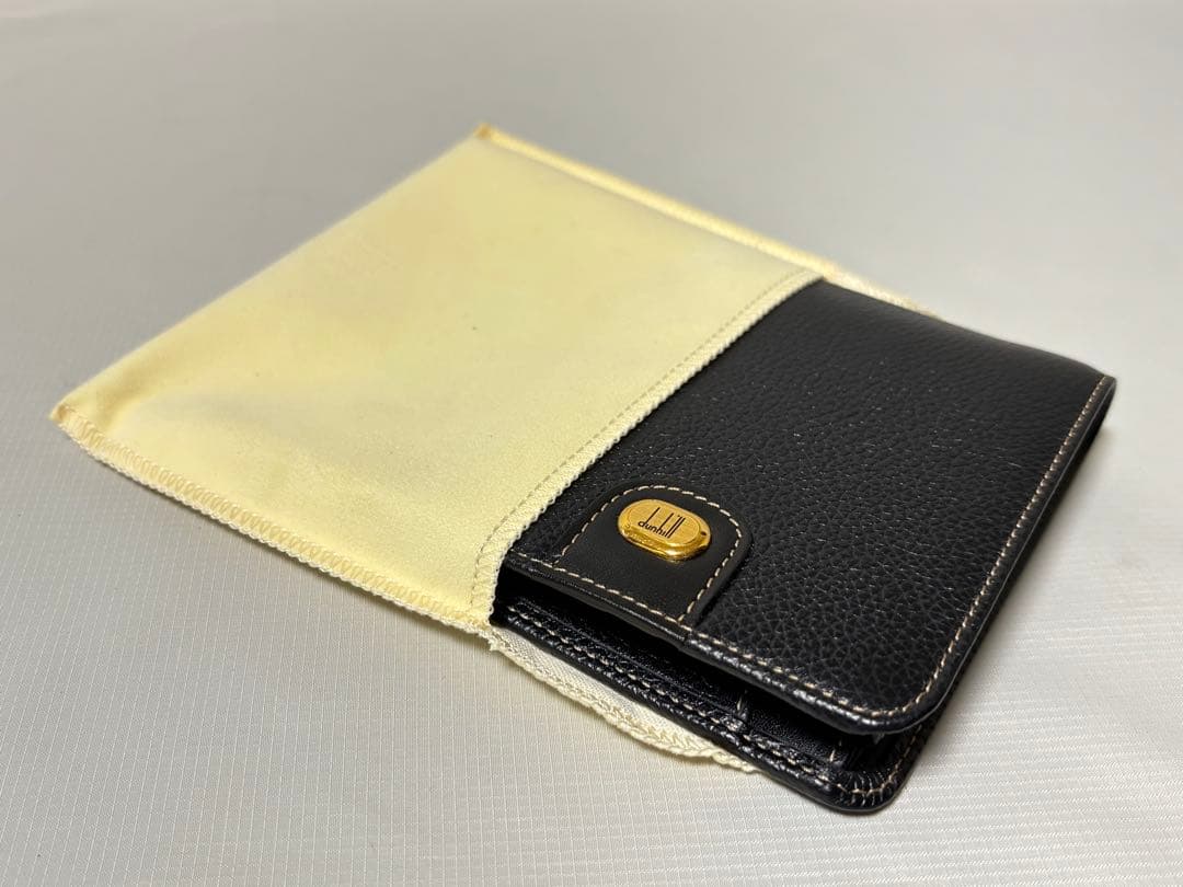 未使用 dunhill ダンヒル 二つ折り財布 カーフスキン　 ブラック 箱付き