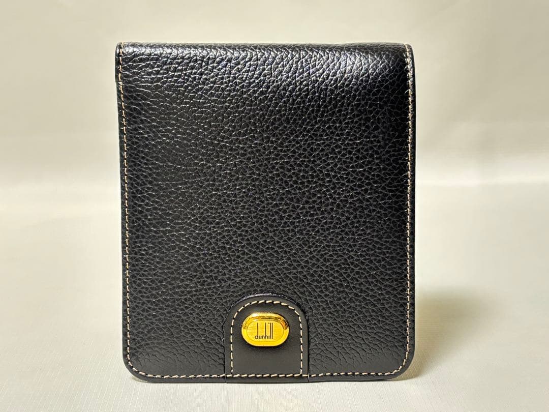 未使用 dunhill ダンヒル 二つ折り財布 カーフスキン　 ブラック 箱付き