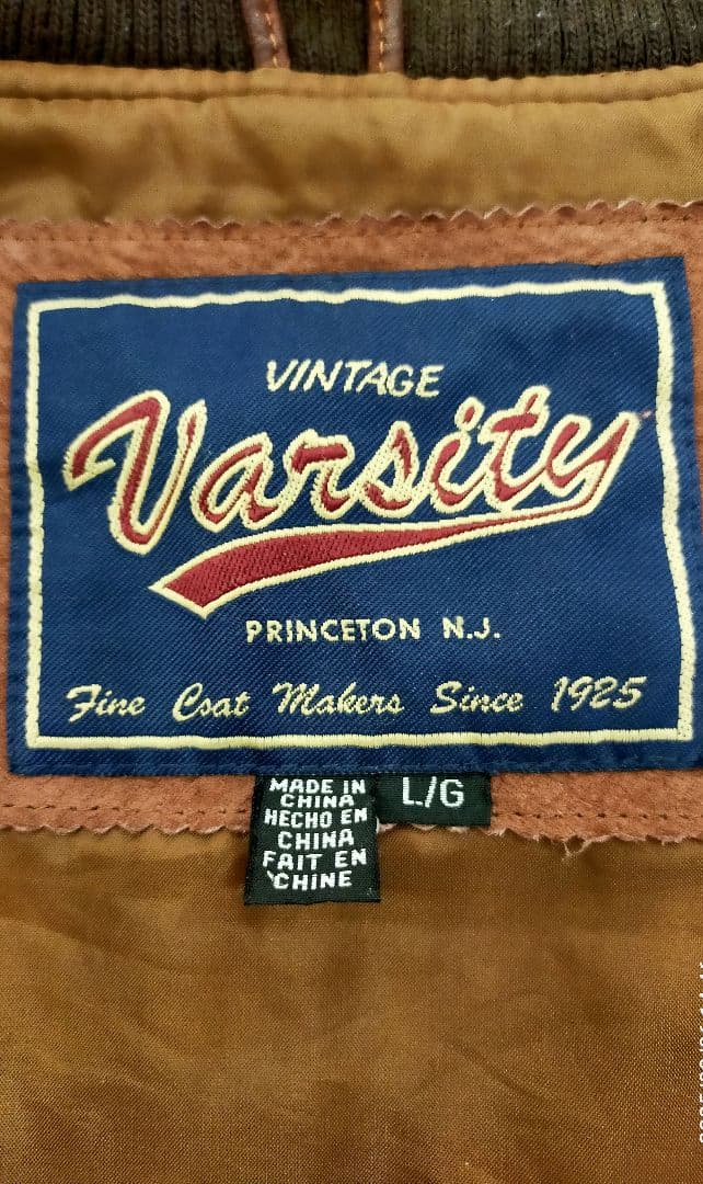 古着　varsity jacketオールレザー　スエード 革スタジャン　革ジャン