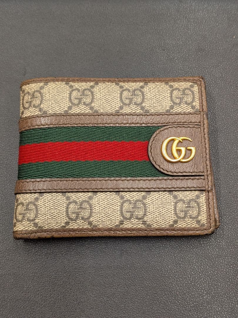 Gucci GGキャンバス 二つ折り財布 オフィディア ブラウン